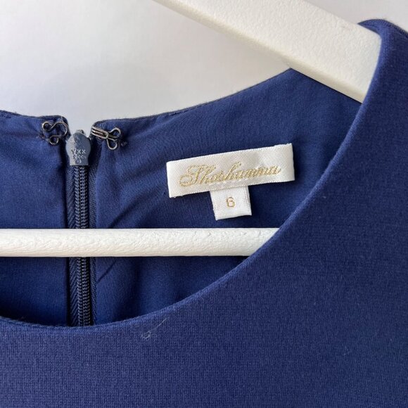 Shoshanna Navy Short Sleeve Ruffle hem belted sheath Dress, Size 6 O40 - Picture 5 of 8